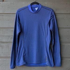 Melanzana Blue Sapphire Micro Grid Long Sleeve Thermal Shirt Women's Large